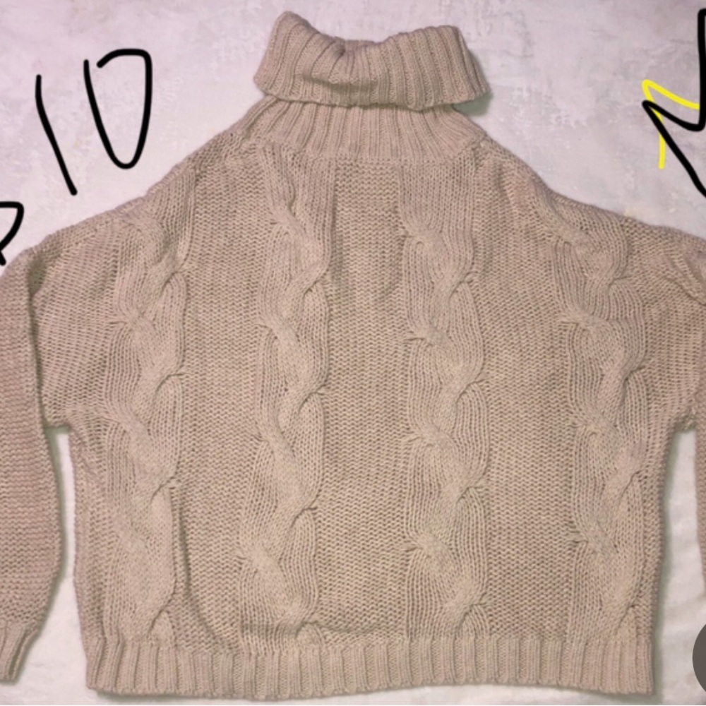 Cozy Cable Knit Turtleneck Sweater - Cream